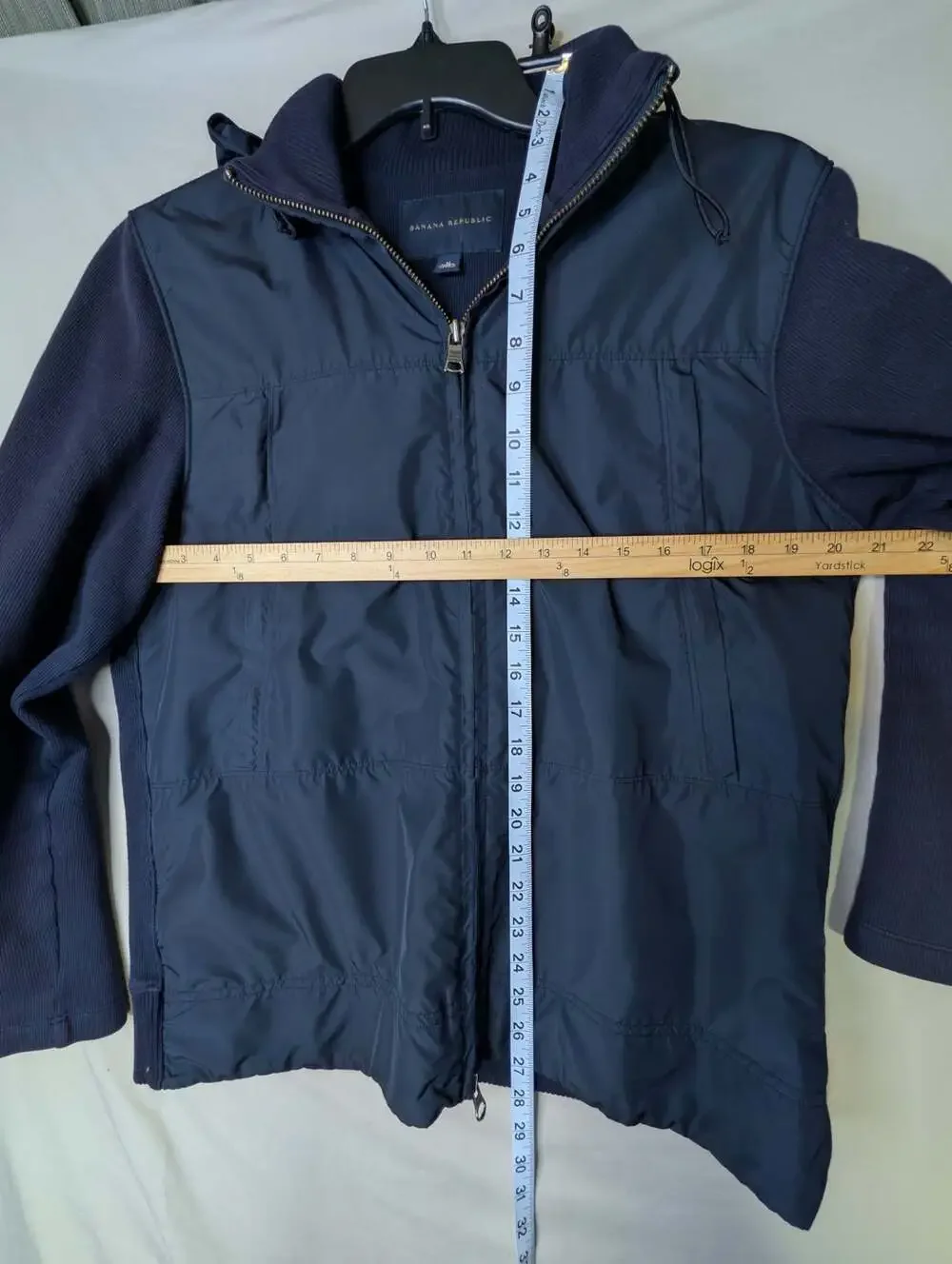 Banana Republic Navy Blue Hybrid Zip-Up Hooded Jacket size M